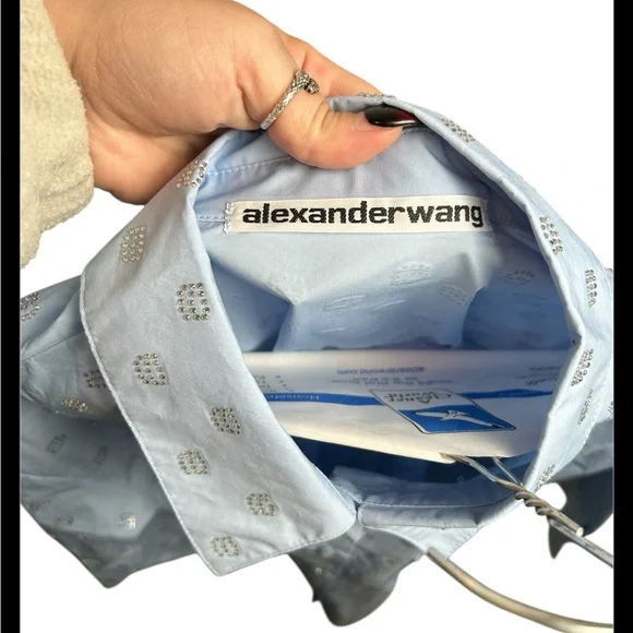 Alexander Wang Blue Rhinestone Wool/Cashmere PJ Set W Boxer Shorts Size Small - Picture 7 of 9